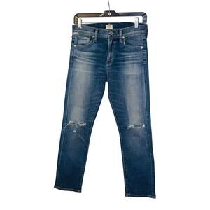Citizens of Humanity  Agnes Crop Jeans Mid Rise Distressed Slim Straight